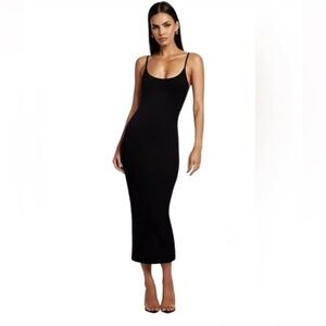 Meshki Alexis Ribbed Cami Midi Dress - Black Large